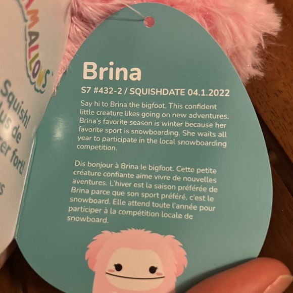 Squishmallows Toys Nwt 7 Brina The Big Foot Squishmallow Pink